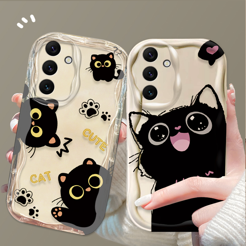 Cute Big Eyes Black Cat Case f - đánh giá và giá Samsung Galaxy A55