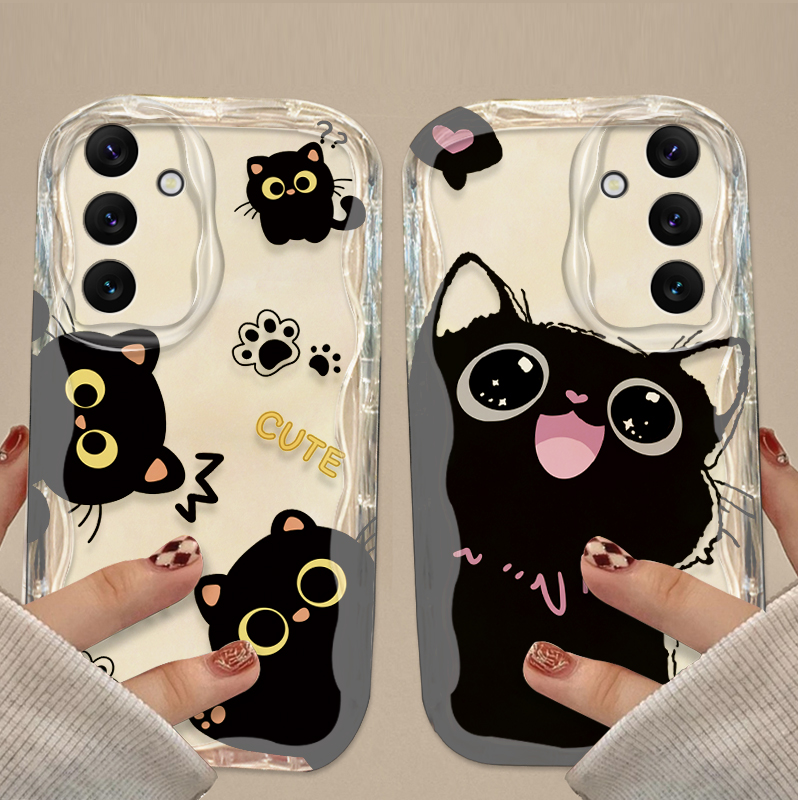 Cute Big Eyes Black Cat Case f - đánh giá và giá Samsung Galaxy A55
